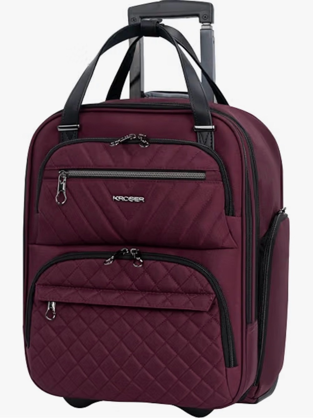 Rolling Carry-On Bag in Burgundy